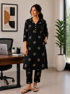 Black Cotton Co-ord Set - 3511