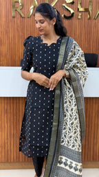 Black Raw silk - 3201