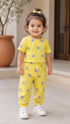Bright Yellow Unisex Kids Co-ord Set