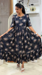 Blue Dot Heavy Rayon Feeding Maxi - 2993