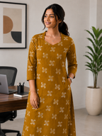 Mustard Yellow Cotton Co-ord Set - 3513