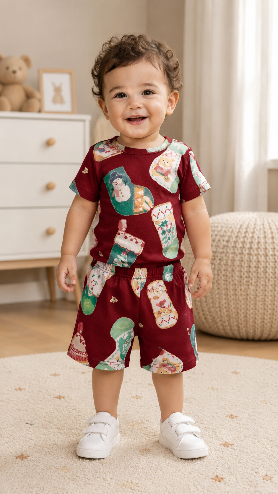 Maroon Unisex Kids Co-ord Set