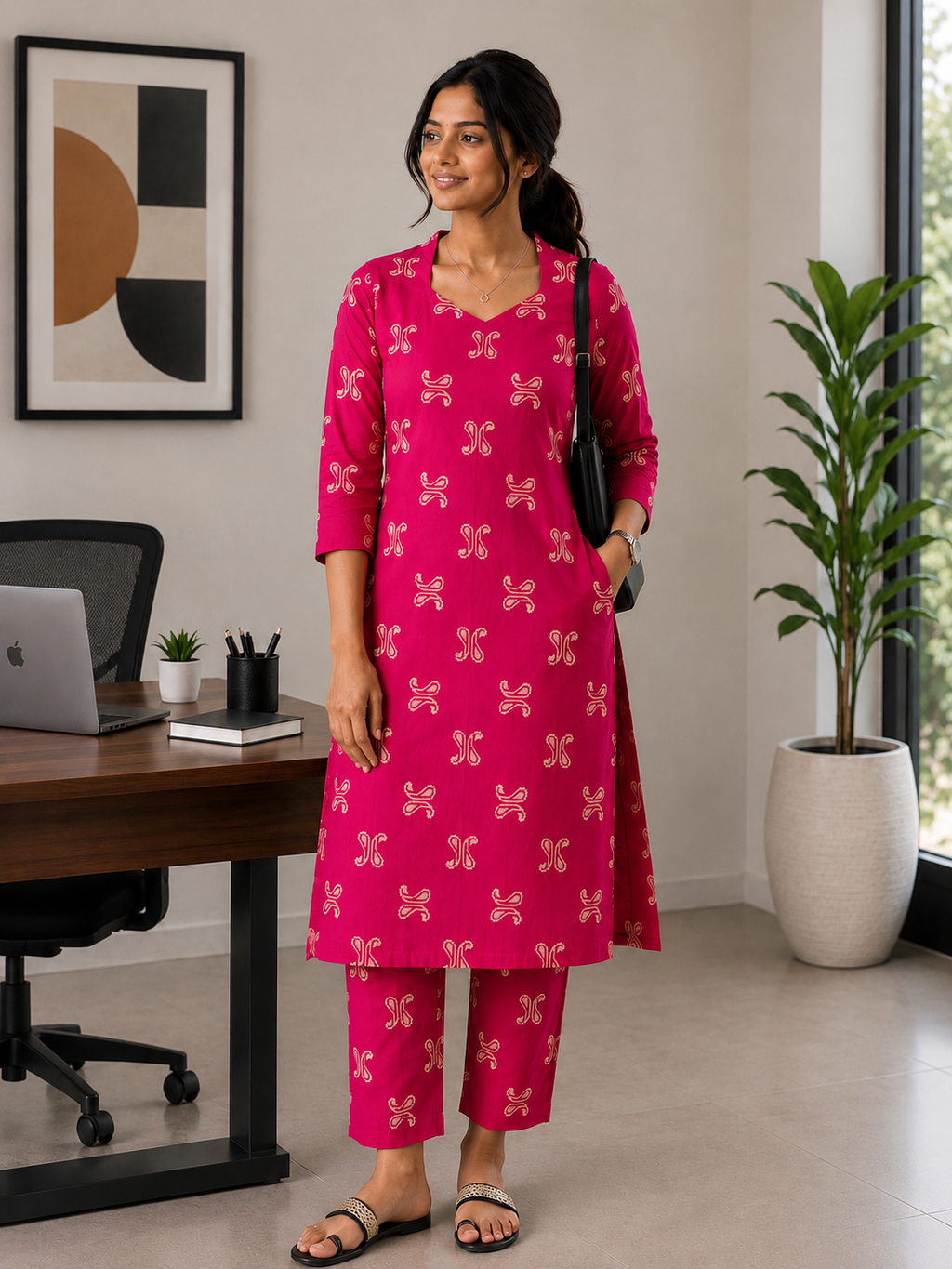 Rani Pink Cotton Co-ord Set - 3515