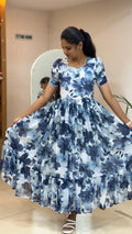 White And Blue Geogertte Maxi - 3255