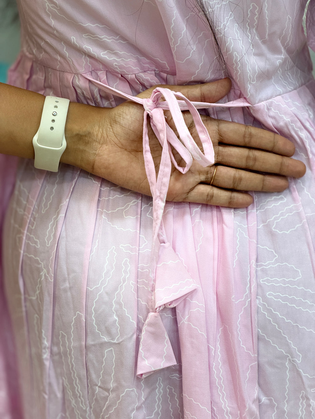 Light Pink Frock Style Heavy Rayon Maxi  - 3453