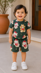 Dark Green  Unisex Kids Co-ord Set