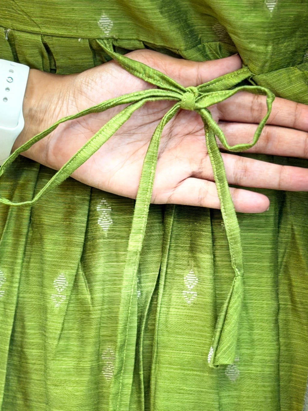 Parrot Green Raw Silk Maxi with Dupatta - 3505