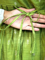 Parrot Green Raw Silk Maxi with Dupatta - 3505
