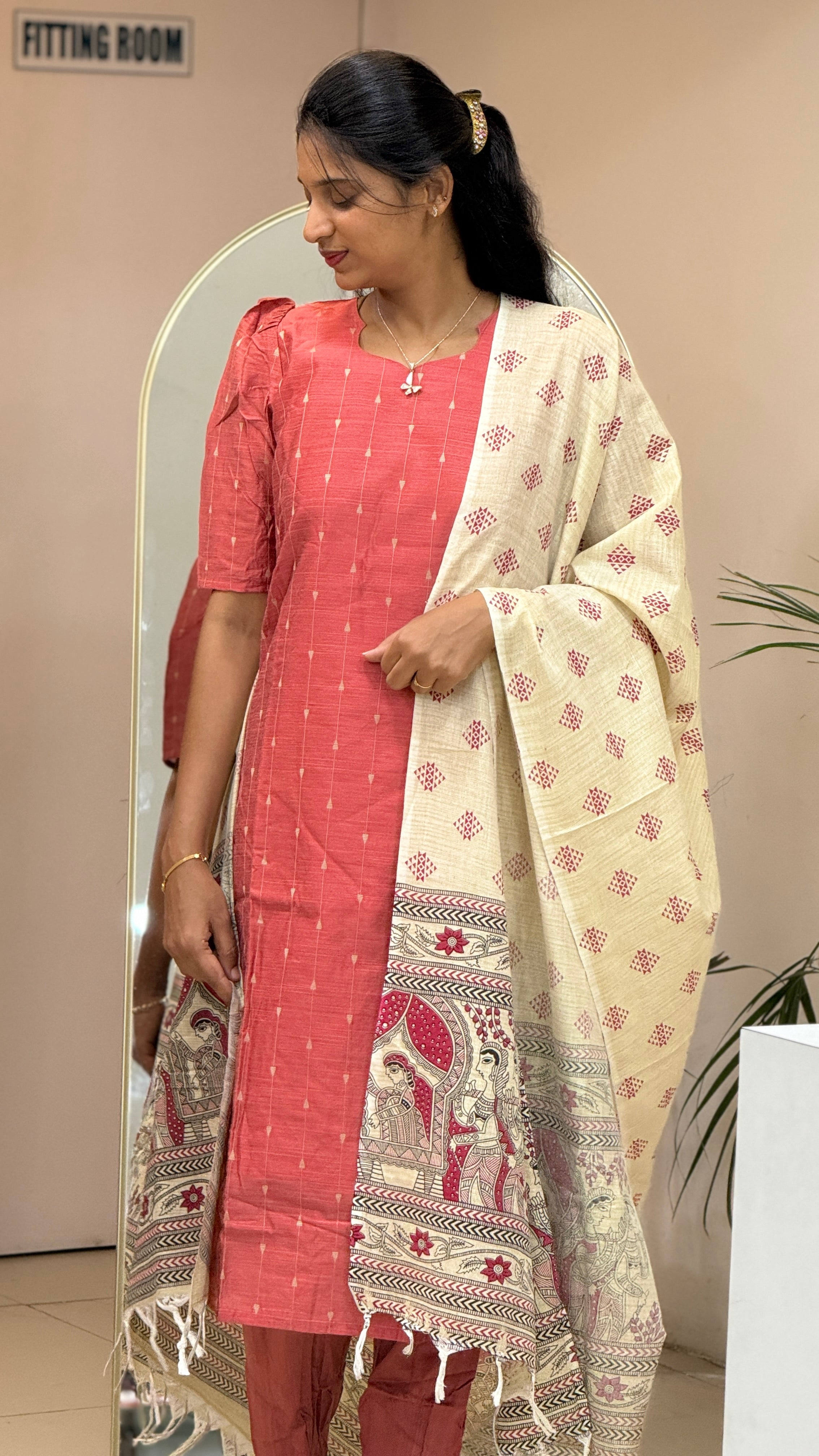 Orange Shade Raw Silk - 3203