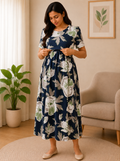 White And Olive Zipless Maternity Wear - 3309