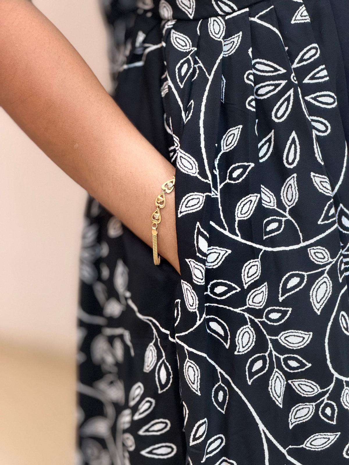 Black and White Floral Heavy Rayon Feeding Maxi With pocket  - 3504