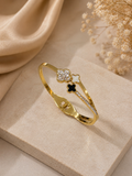 Black &amp; White Clover Stone Bracelet - 3372