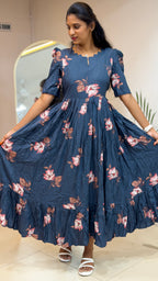 Elephant Grey Heavy Rayon Maxi  - 2968