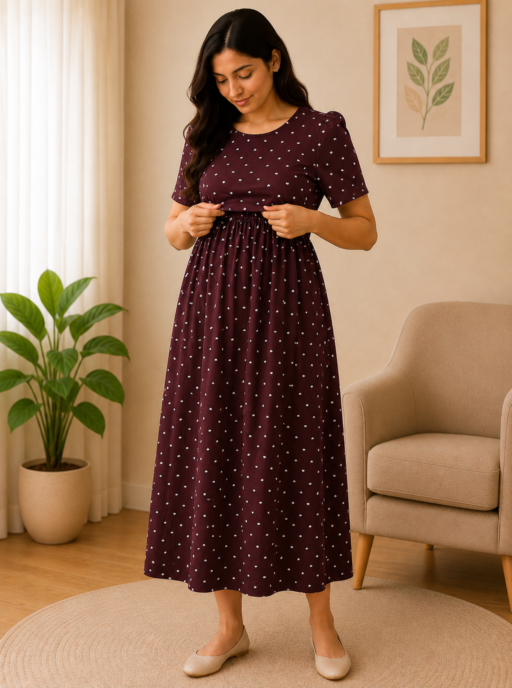 Coffee Brown Zipless Maternity Wear - 3312