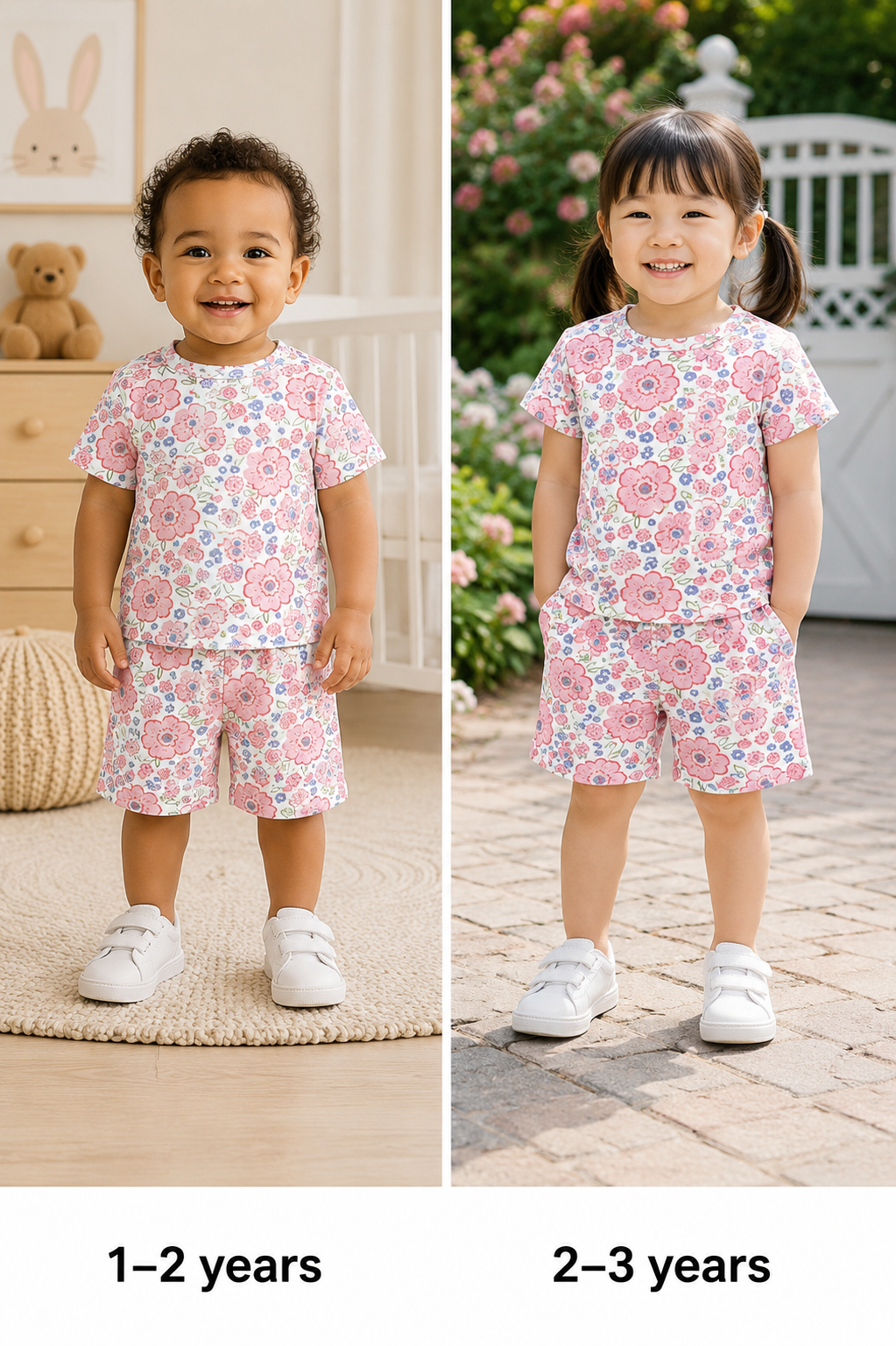 White - pink  Unisex Kids Co-ord Set