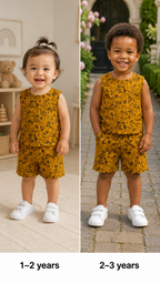 Mustard Yellow  Unisex Kids Co-ord Set