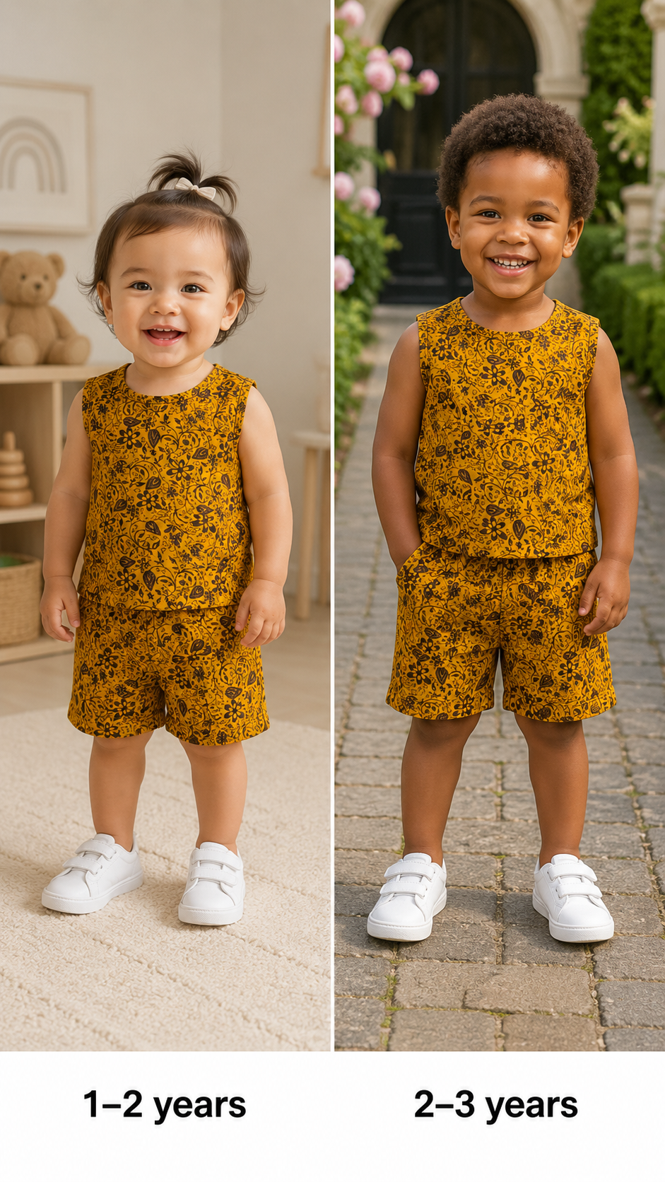 Mustard Yellow  Unisex Kids Co-ord Set