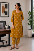 Mustard Yellow Cotton Co-ord Set - 3513