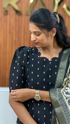 Black Raw silk - 3201