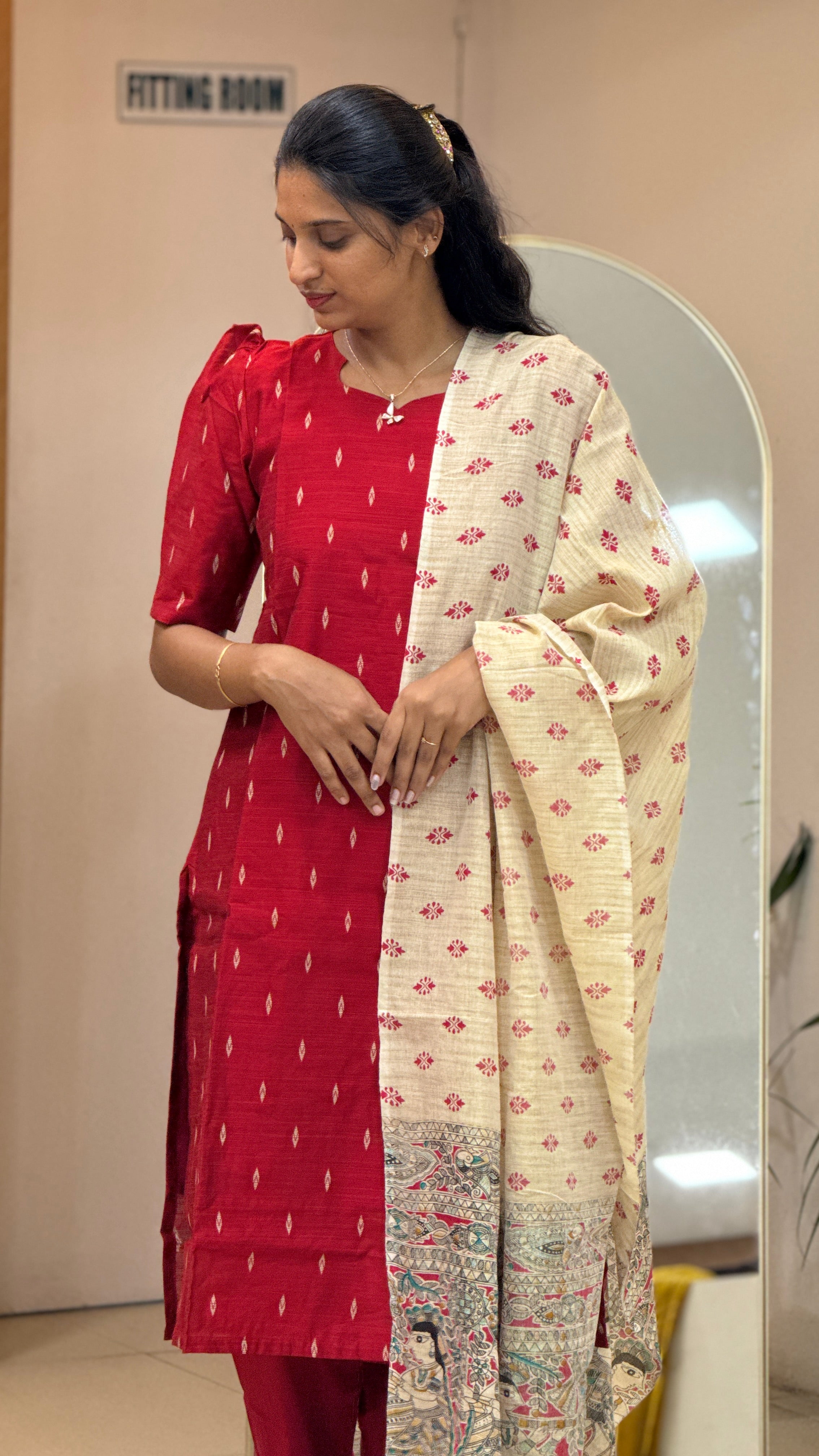 Red Raw Silk  - 3202