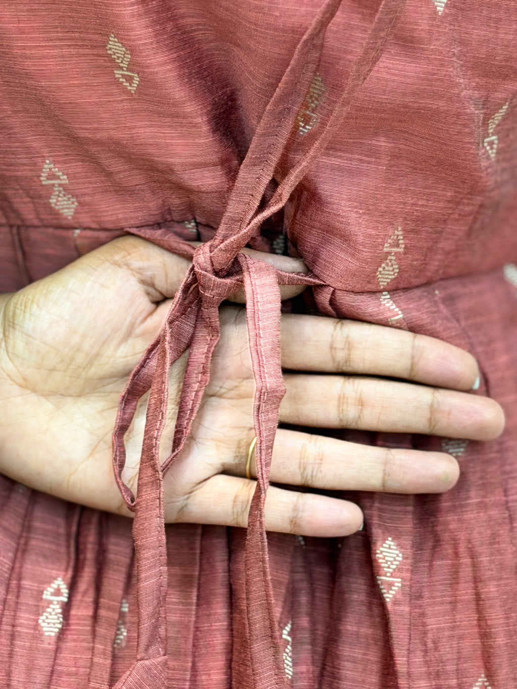 Peach Raw Silk Maxi with Dupatta - 3507