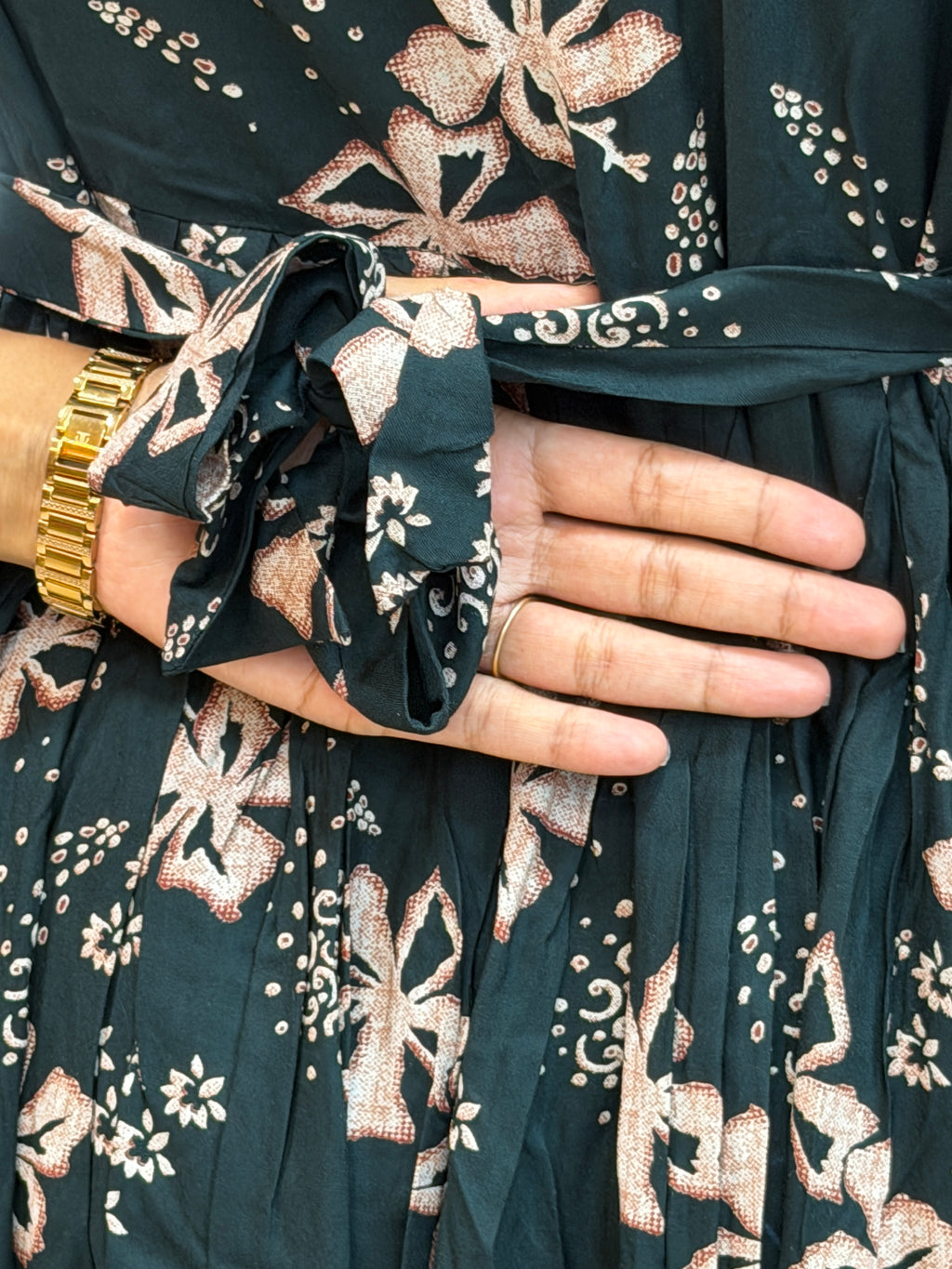 Dark Green Floral Heavy Rayon - 2969
