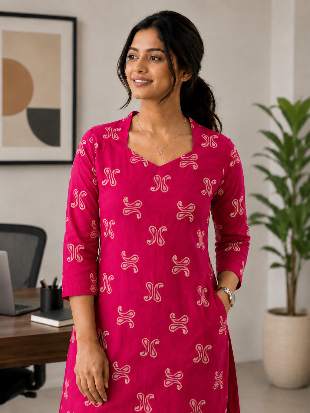 Rani Pink Cotton Co-ord Set - 3515