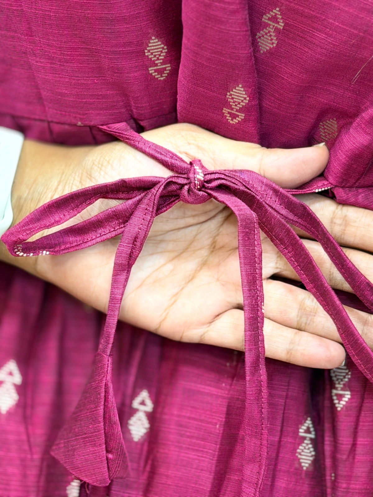 Magenta Pink Raw Silk Maxi with Dupatta - 3506
