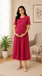 Deep Magenta Zipless Maternity Wear - 3307