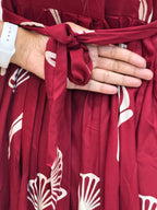 Maroon Floral Heavy Rayon Feeding Maxi With Pocket - 3502