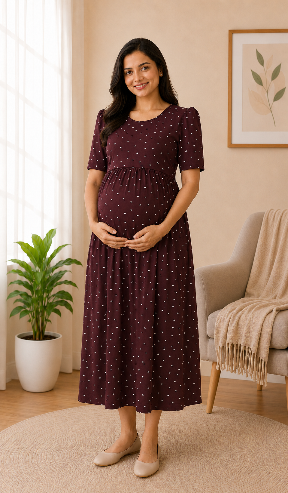 Coffee Brown Zipless Maternity Wear - 3312