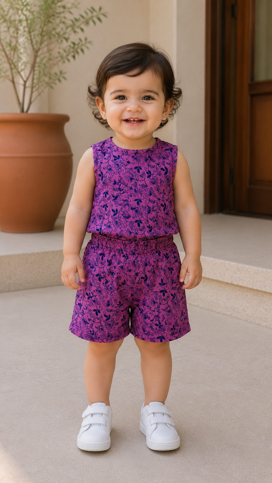 Pink Soft Cotton Unisex Kids Co-ord Set