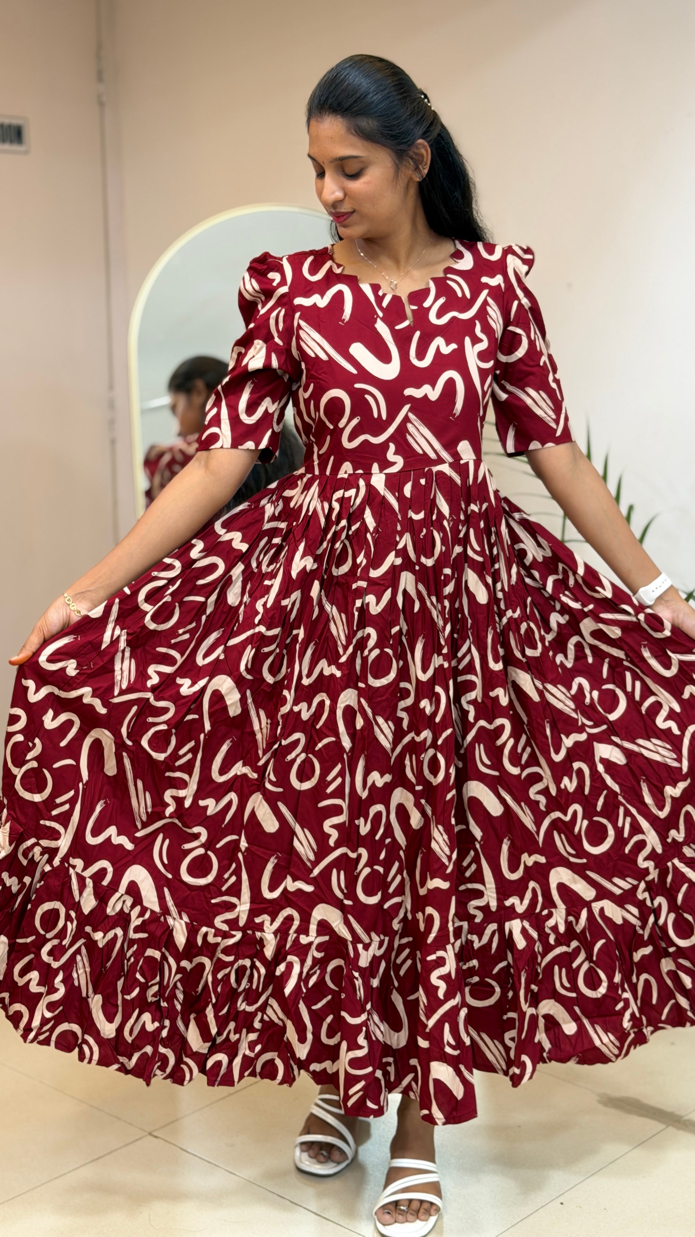 Cherry Red Heavy Rayon Maxi - 2973