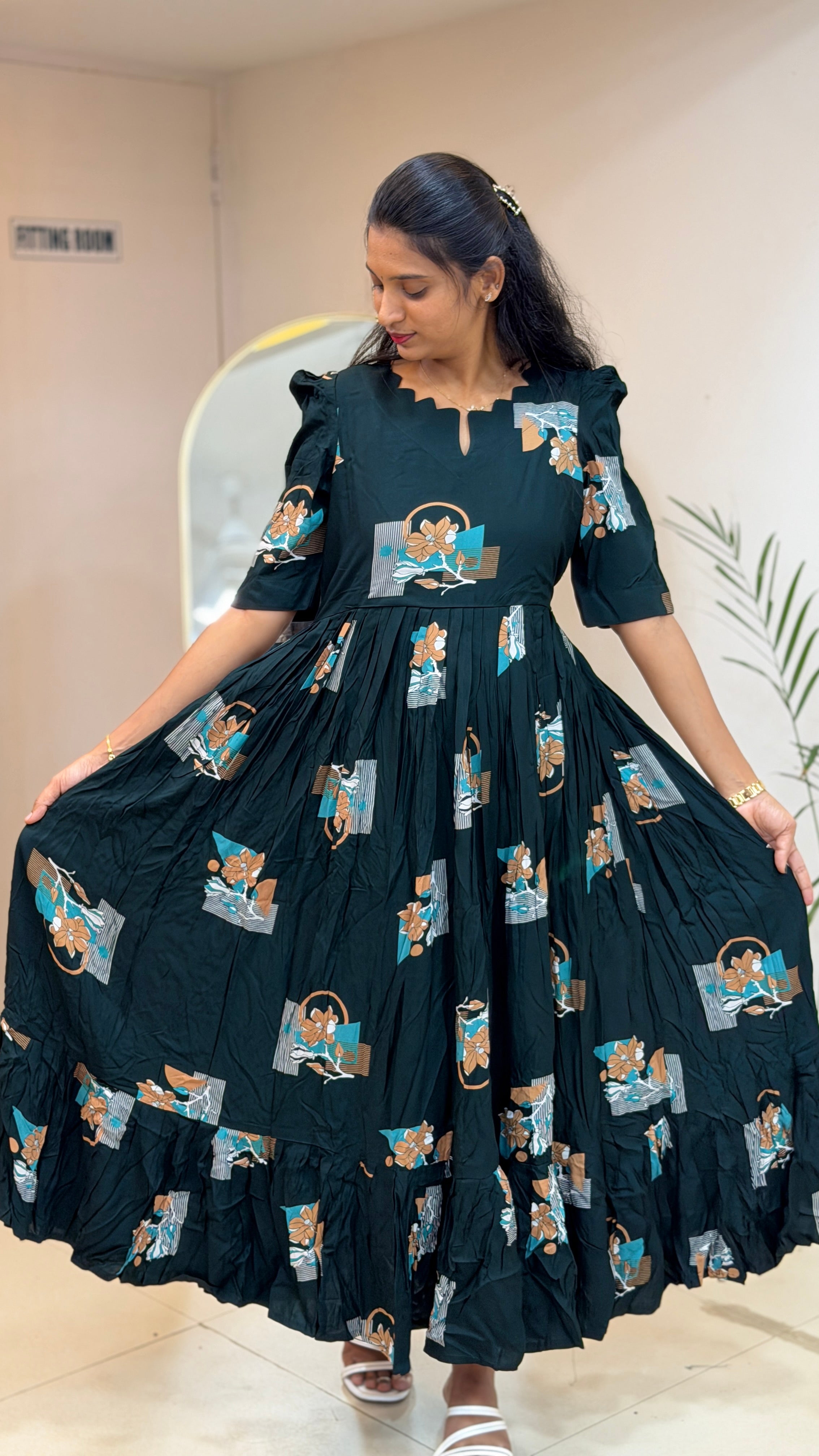 Bottle Green Haevy Rayon Maxi - 2823