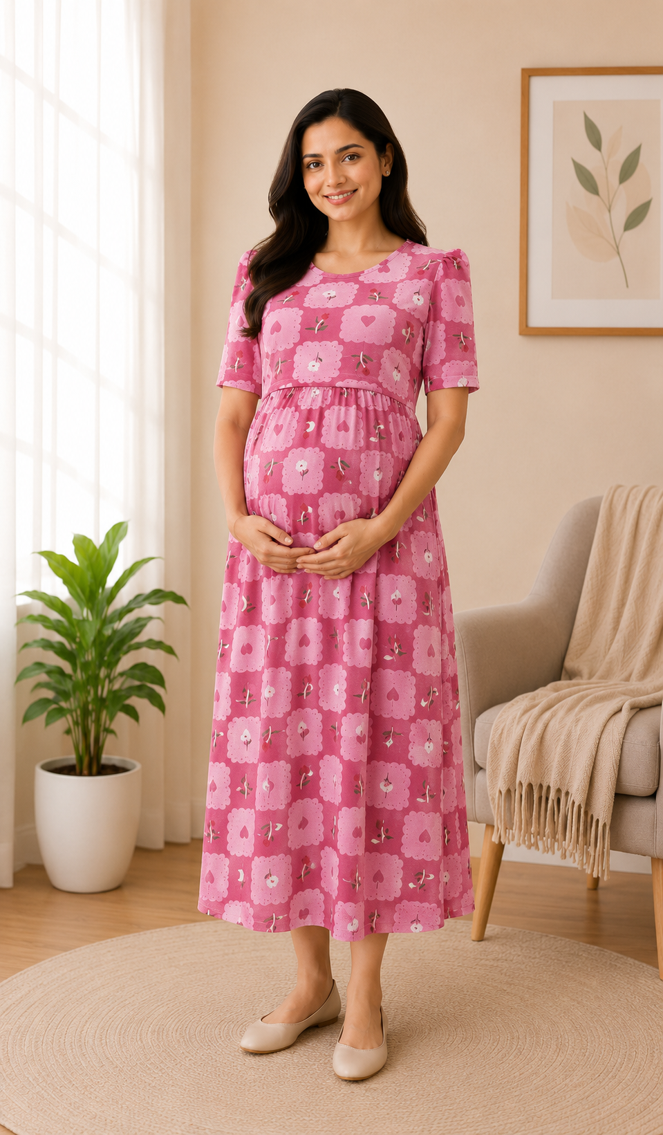 Baby pink Zipless maternity Wear - 3308