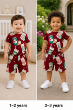 Maroon Unisex Kids Co-ord Set