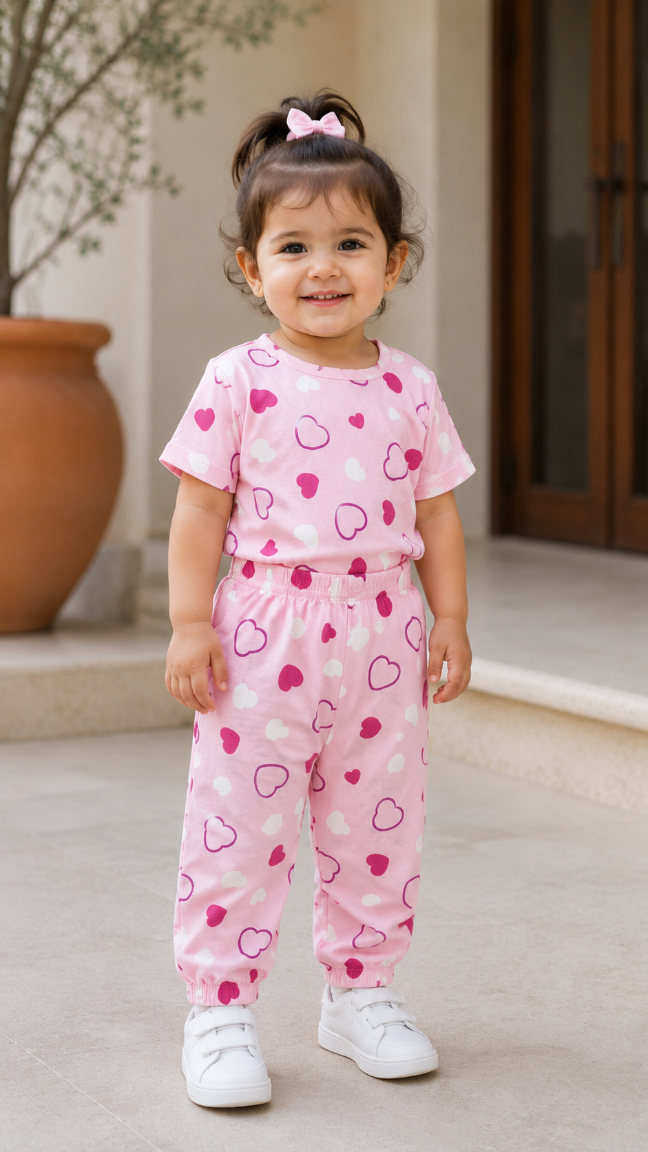 Baby Pink Unisex Kids Co-ord Set
