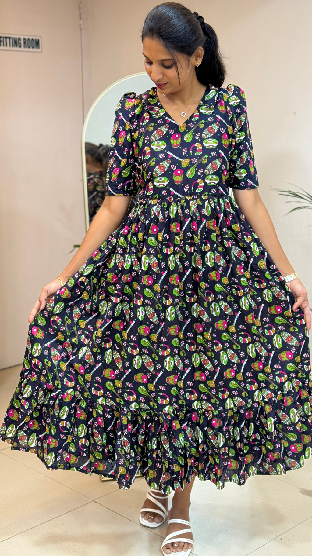 Black Instrument Cotton Maxi - 3100