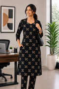 Black Cotton Co-ord Set - 3514