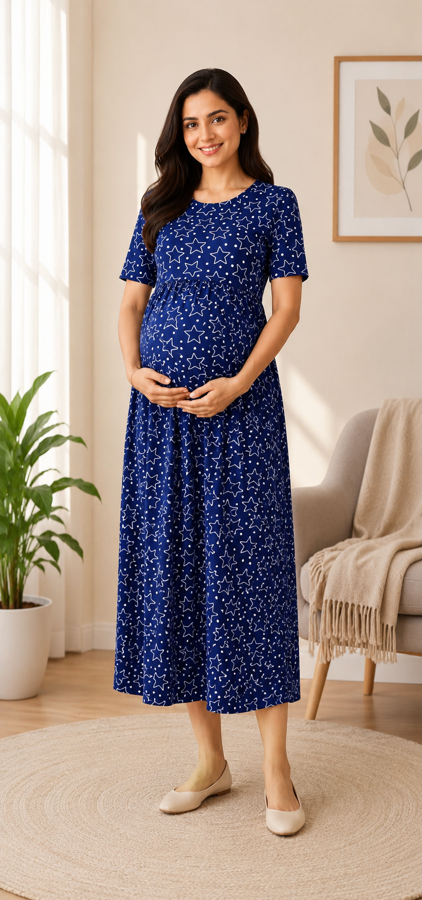 Navy Blue zipless Maternity Wear - 3316