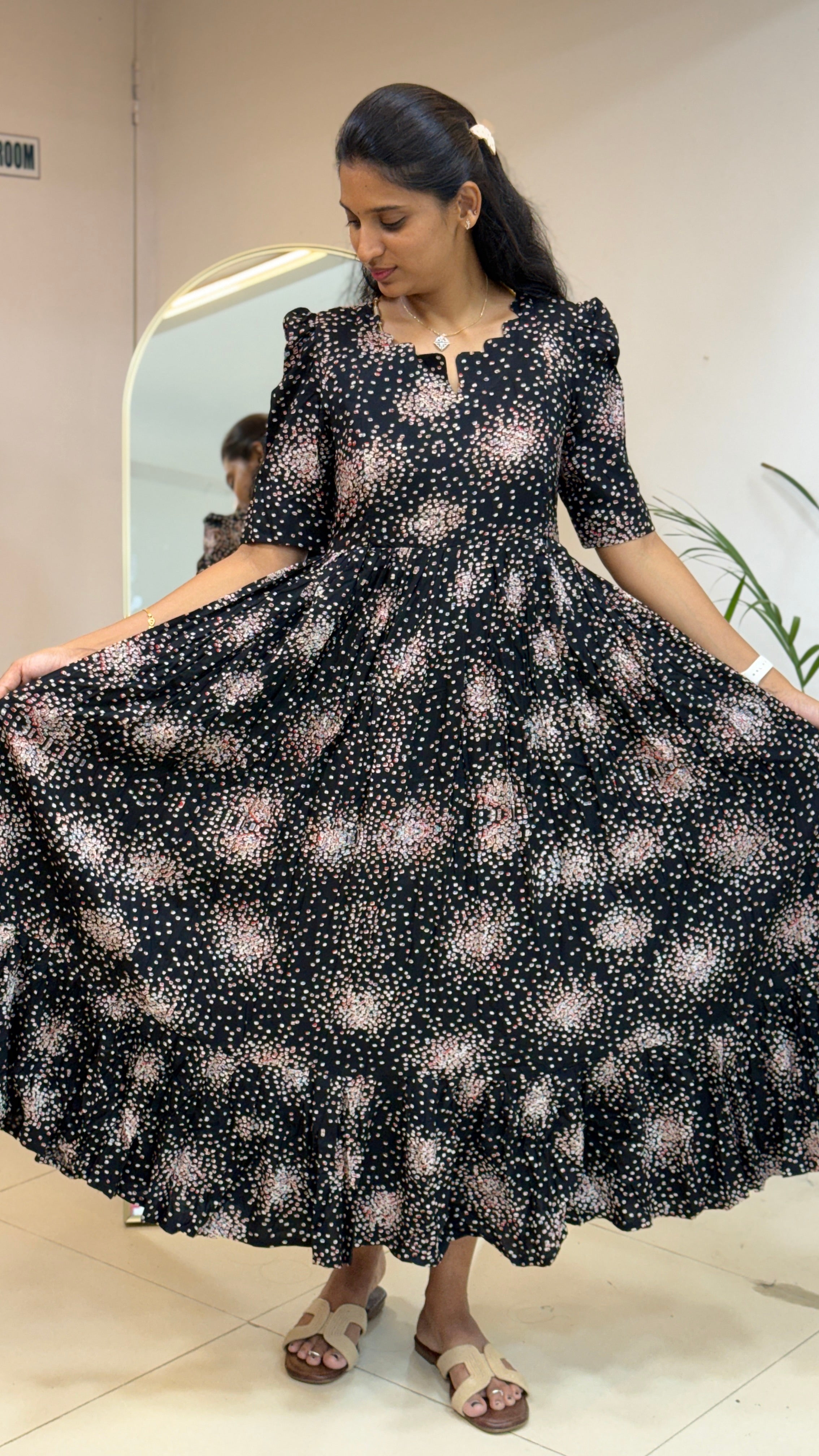 Black Dot Heavy Rayon Feeding Maxi - 2992