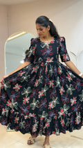 Black And Red Heavy Rayon Feeding Maxi - 2991