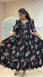 Black And Red Heavy Rayon Feeding Maxi - 2991