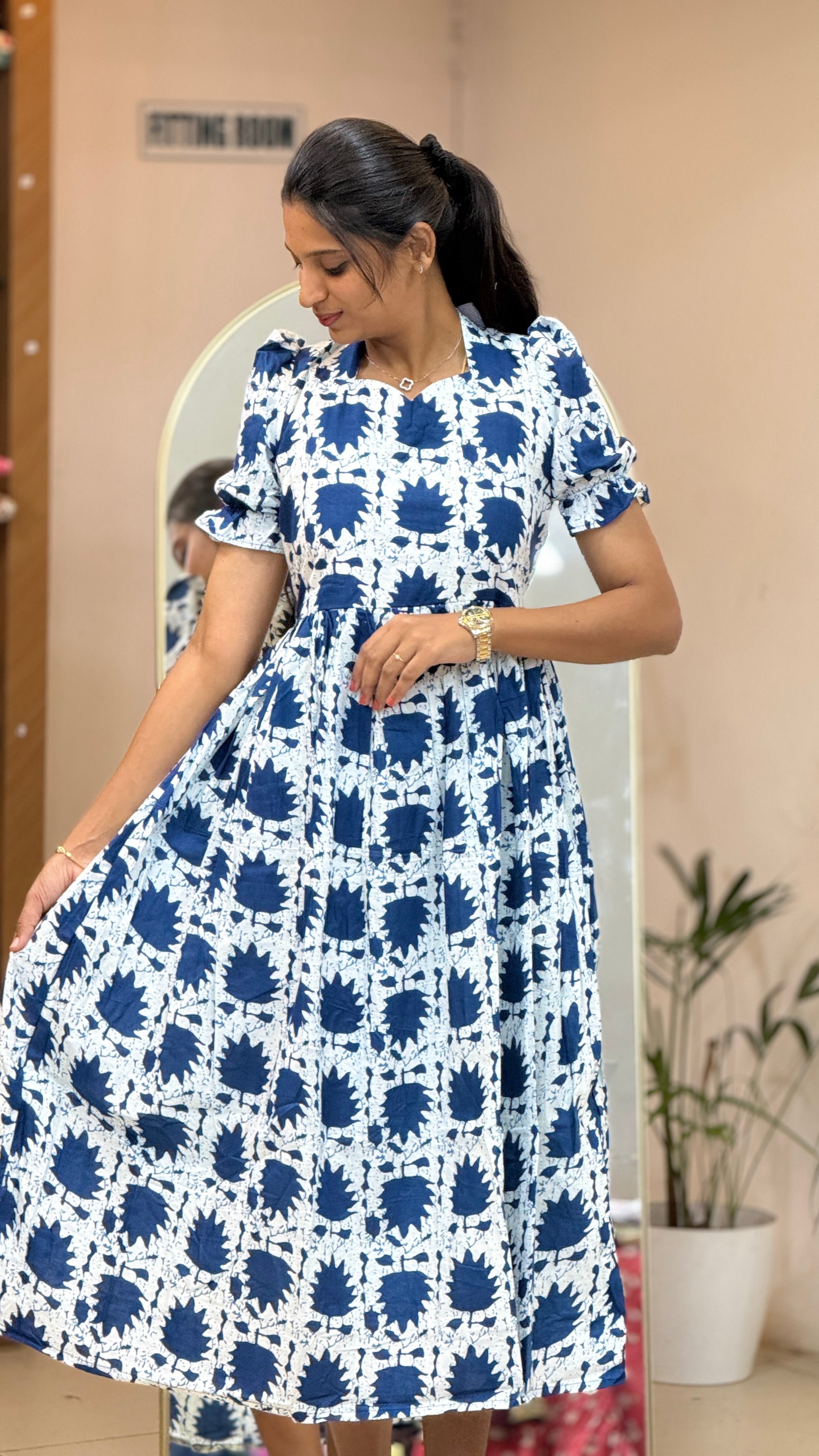 Blue Cotton Maxi - 3096