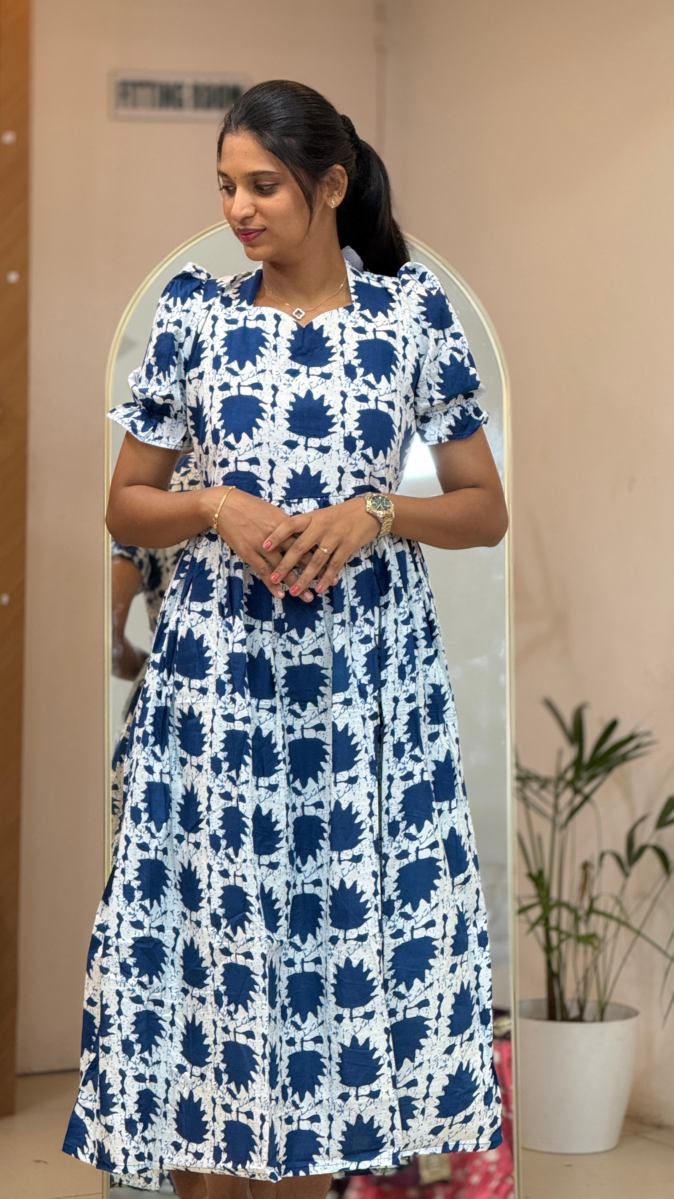 Blue Cotton Maxi - 3096