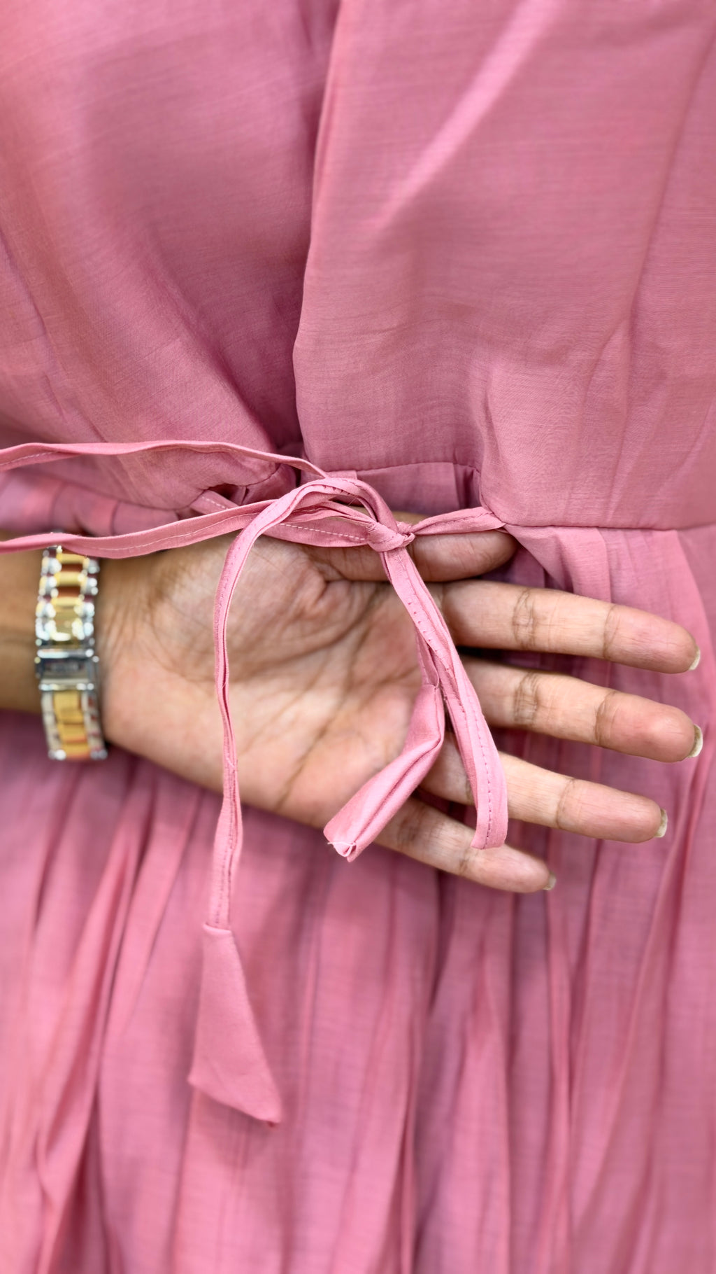 l Baby Pink Floral Mul Chanderi maxi  - 3278