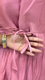 l Baby Pink Floral Mul Chanderi maxi  - 3278