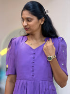 Lavender Purple Floral Mul Chanderi maxi - 3279