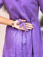 Lavender Purple Floral Mul Chanderi maxi - 3279