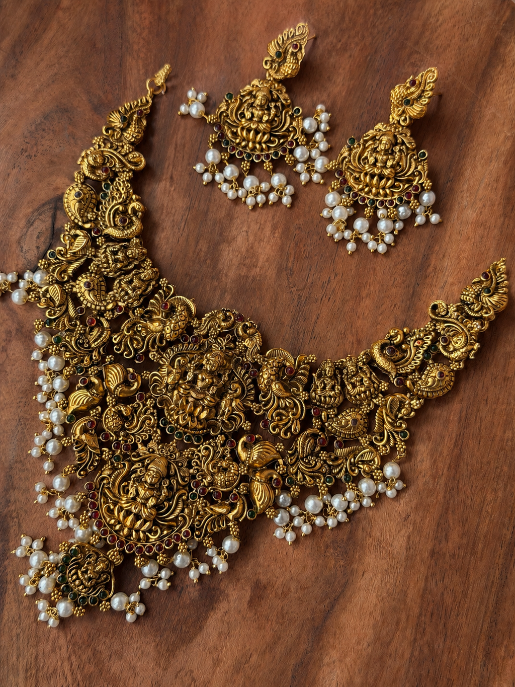 Lakshmi Antique Temple Imitation Jewellery With Earring